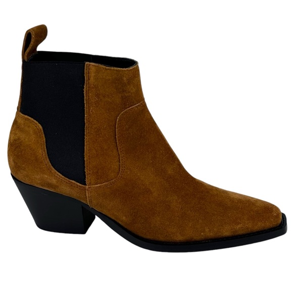 NWOT EVERLANE THE WESTERN RUSSET BROWN SUEDE LEATHER SLIP ON HEELED ANKLE BOOTS - Picture 3 of 14